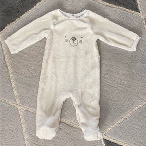 Absorba Teddy Bear Fuzzy One Piece Footie